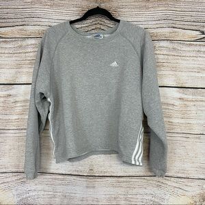 2/$15 Adidas Gray and White Cropped Sweatershirt